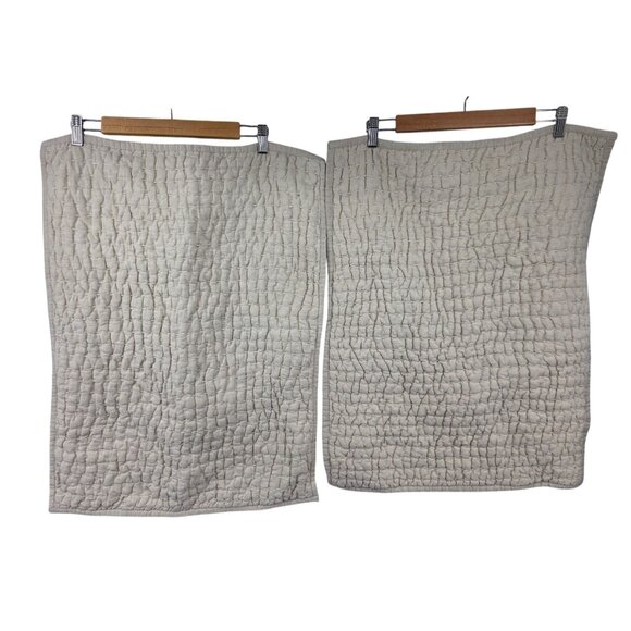 Quince Quilted Stitch Sham Set 20" x 26" 55% Linen 45% Cotton - Picture 2 of 10